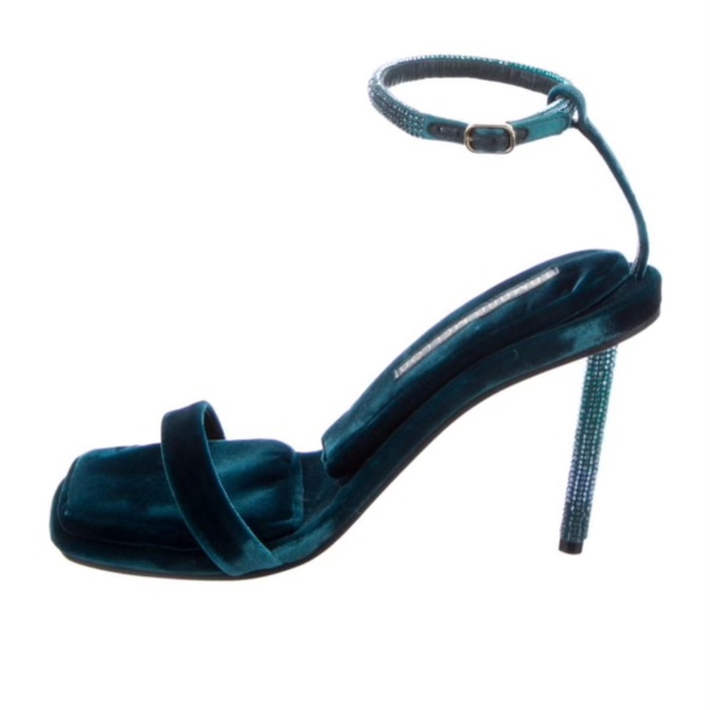 Tamara Mellon Crystal Embellished Velvet Sandals